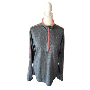 Nike Element Dri-Fit 1/2 zip grey and orange running‎ top large